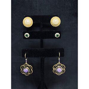 Lot of 3 Gold Tone Pierced Earrings (5399)